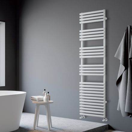 Hydraulic Towel Warmer in Steel Pure White Finish Made in Italy - Lemon Viadurini