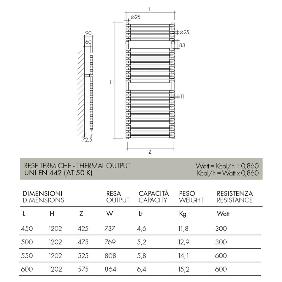 Hydraulic Towel Warmer in Steel Chrome and Gold Finish Made in Italy - Laura Viadurini