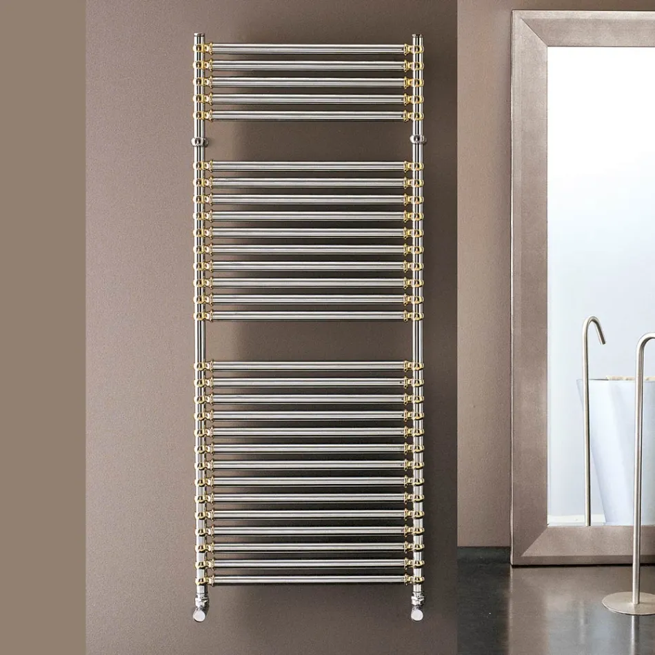Hydraulic Towel Warmer in Steel Chrome and Gold Finish Made in Italy - Laura Viadurini