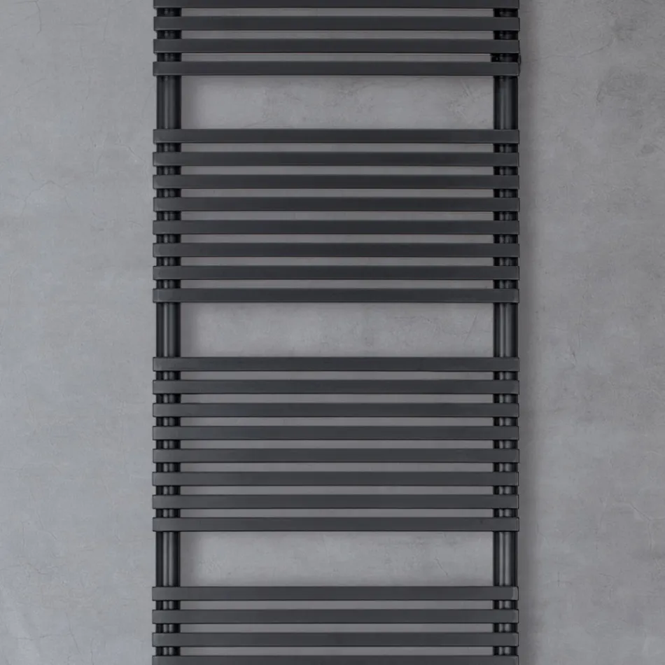 Hydraulic Towel Warmer in Steel with Jet Black Finish Made in Italy - Brownies Viadurini