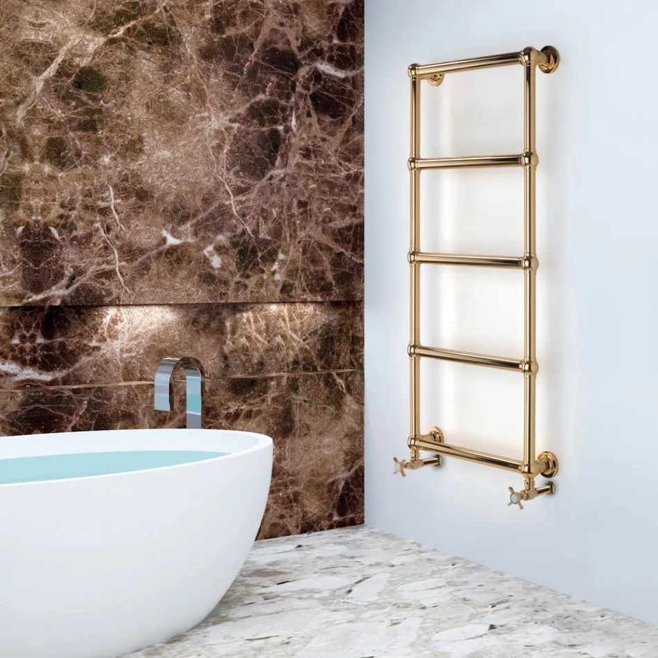Hydraulic Towel Warmer in Brass with Connection Spheres Made in Italy - Ricotta Viadurini