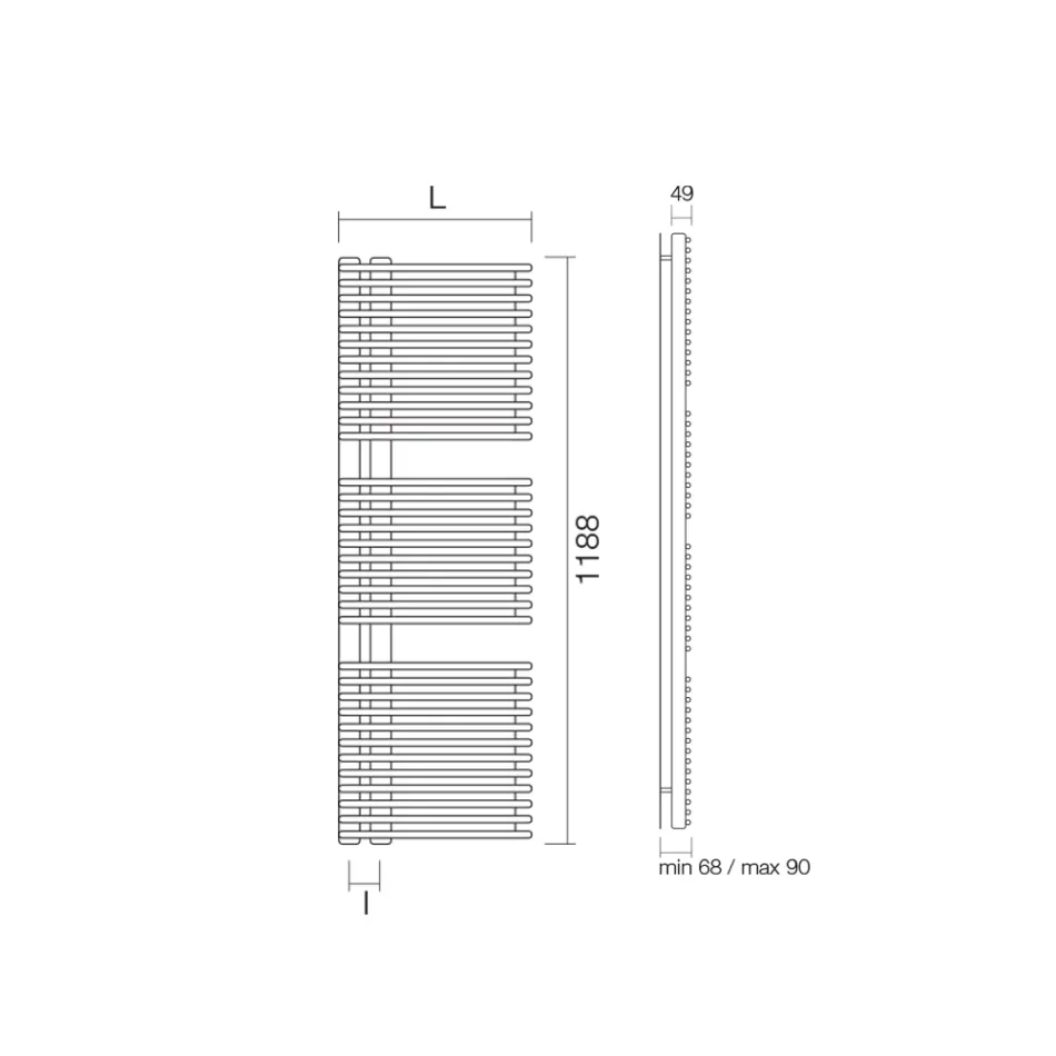 Carbon Steel Towel Warmer with Mixed System - Peanuts Viadurini