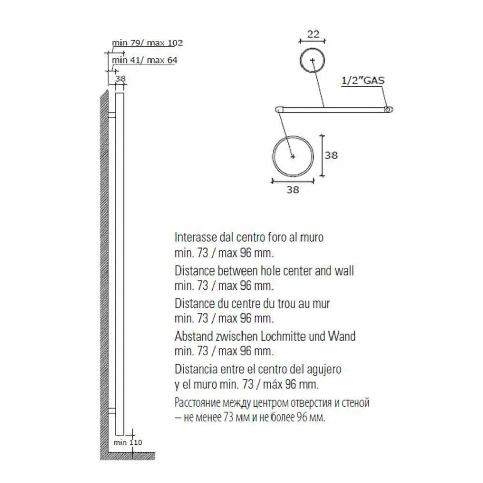 Stainless Steel Design Wall Mounted Towel Warmer for Bathroom, 2 Sizes 391 W - Italo Viadurini