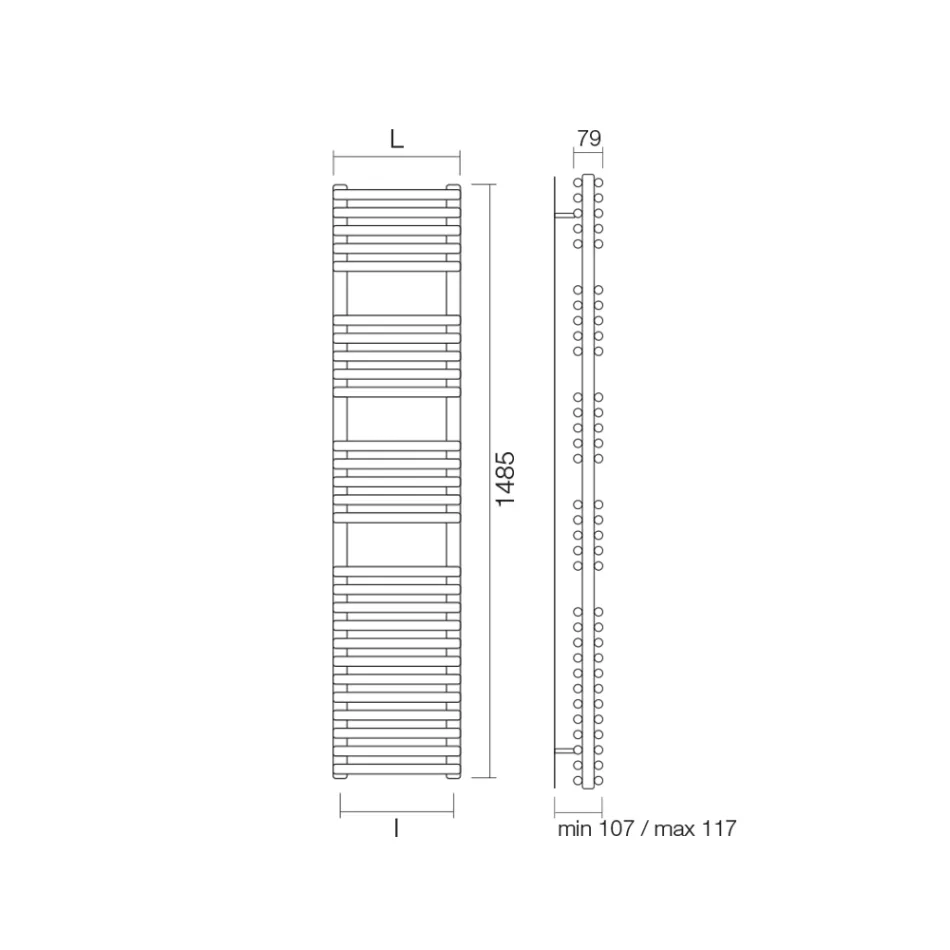 Mixed Towel Warmer with 4 Series of Horizontal Elements Made in Italy - Meringue Viadurini