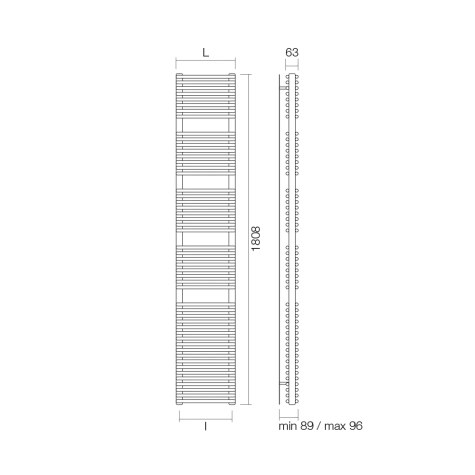 Mixed Towel Warmer in Steel Aluminum Finish Made in Italy - Brioches Viadurini