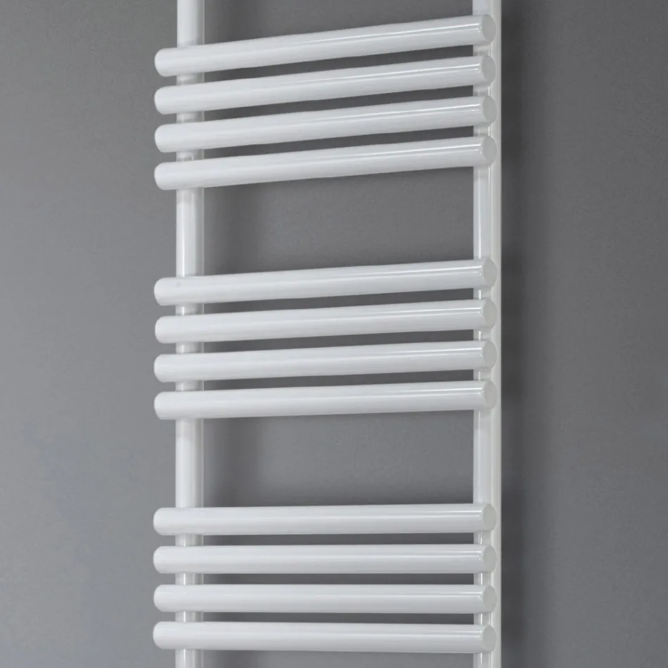 Mixed Towel Warmer in Steel Pure White Finish Made in Italy - Lemon Viadurini
