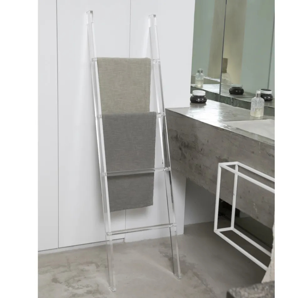 Transparent Acrylic Crystal Bathroom Towel Holder Ladder - Smart Viadurini