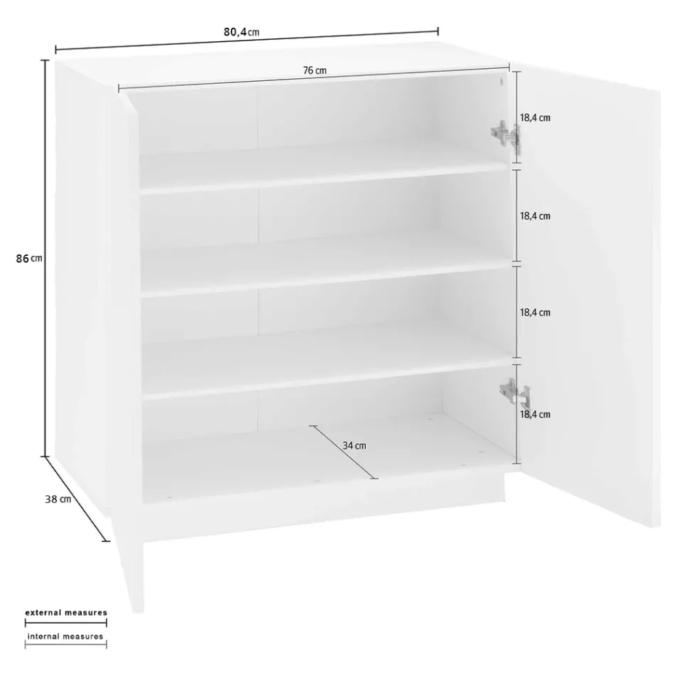2-Door Shoe Cabinet in Sustainable White or Slate Melamine Wood - Joris Viadurini