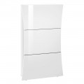 Shoe Cabinet with 3 Doors in Arched Glossy White Lacquered Wood - Sabine