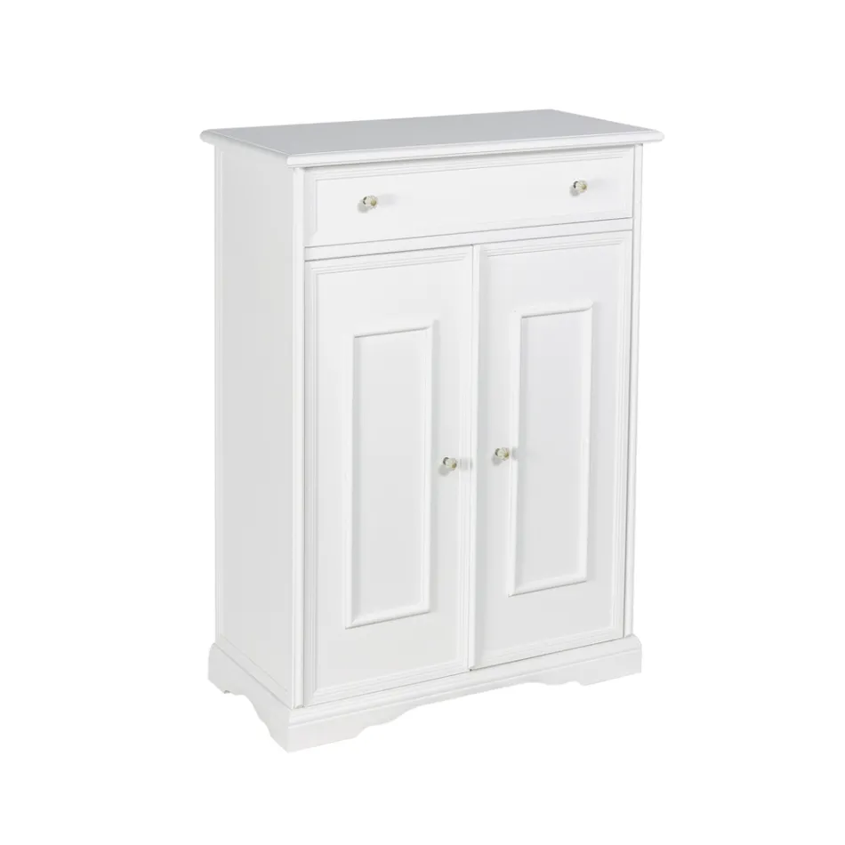 Shoe cabinet with 1 drawer and 2 wooden doors Made in Italy - Lasa Viadurini