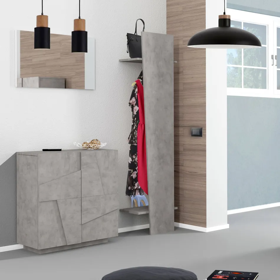 Indoor Shoe Cabinet with 2 Melamine Doors Made in Italy - Naditza Viadurini