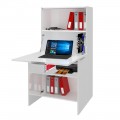 Modern White Wall Desk in Polished Wood Italian Design - Ghero