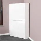 White Modern Corner Desk in Polished Wood Italian Design - Ghero Viadurini