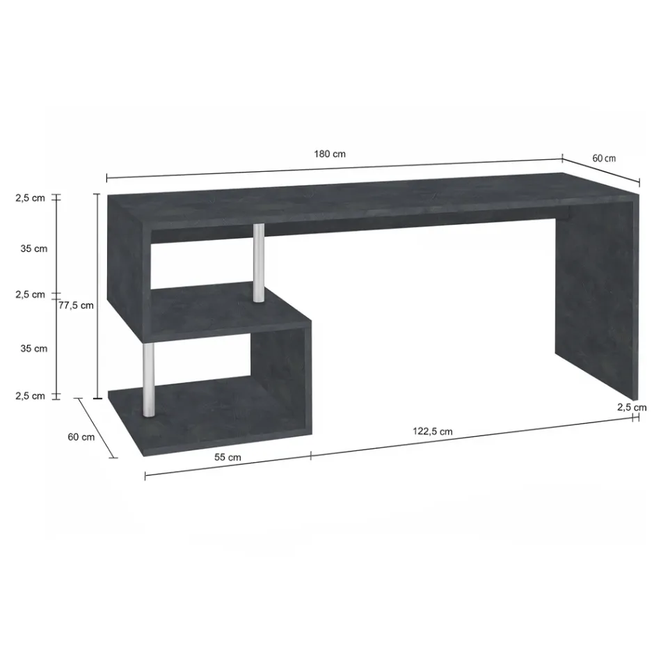 White or Slate Desk in Italian Design Wood 3 Sizes - Michel Viadurini