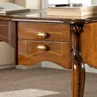 Classic Desk 5 Drawers in Wood and Ecoleather Made in Italy - Commodo Viadurini