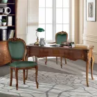 Classic Desk 5 Drawers in Wood and Ecoleather Made in Italy - Commodo Viadurini