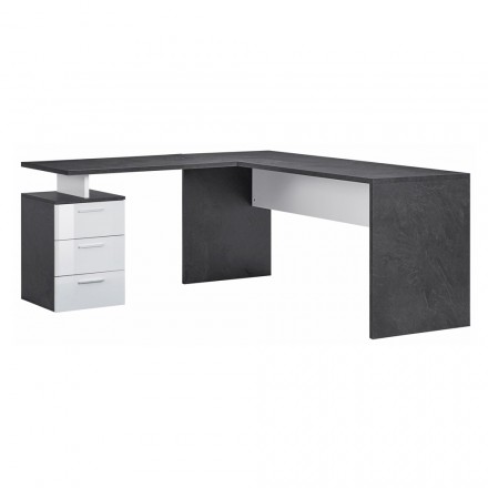Angular Office Desk in Melamine Wood 2 Finishes - Analuisa Viadurini