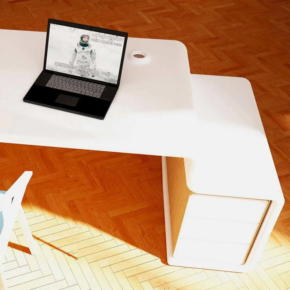 Office desk with wooden chest of drawers made in Italy, Terralba Viadurini