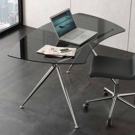Office Desk in Crystal with Chrome Structure Made in Italy - Xenon Viadurini