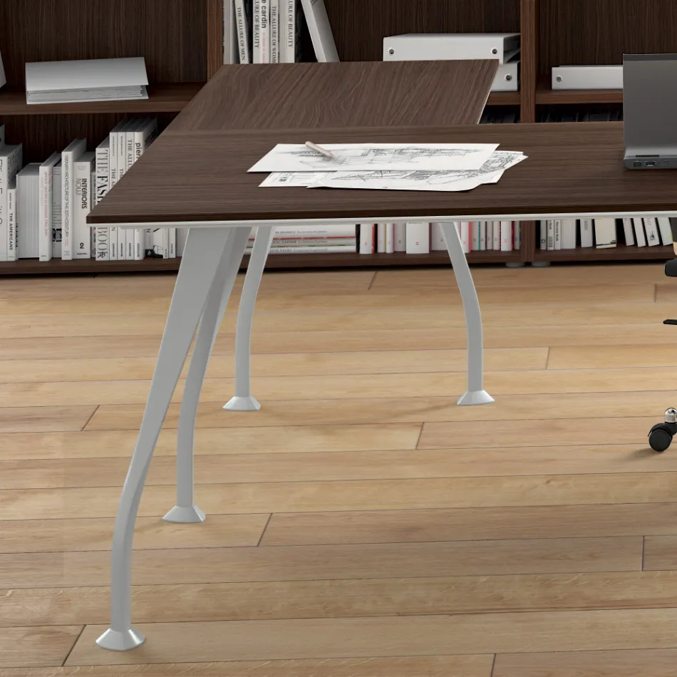 Executive desk in dark oak melamine - Serio Viadurini