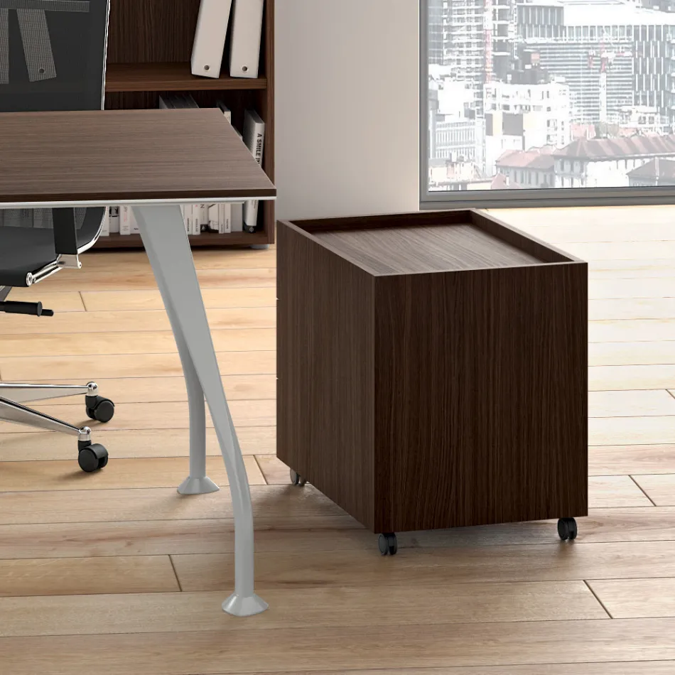 Executive desk in dark oak melamine - Serio Viadurini