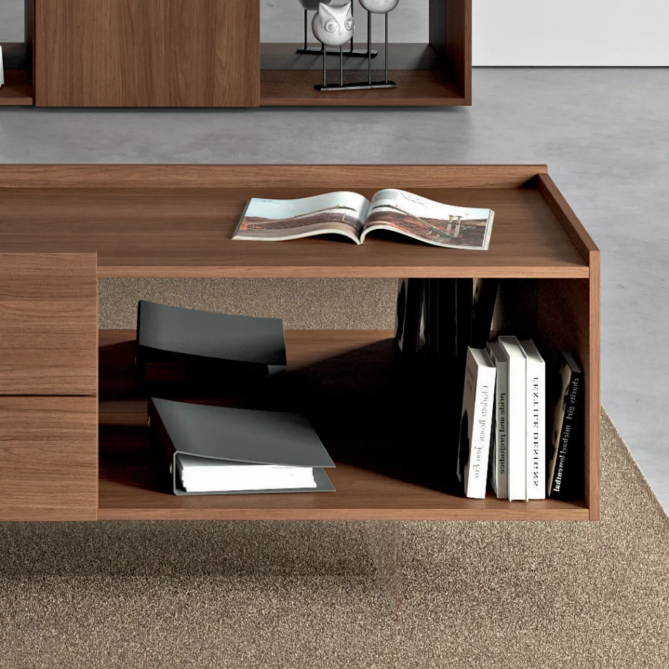Glass executive desk with integrated cabinet - Serio Viadurini