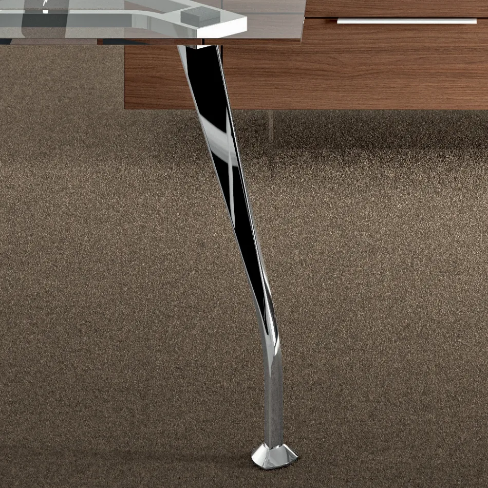 Glass executive desk with integrated cabinet - Serio Viadurini