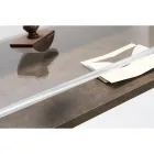 Transparent Plexiglass Desk with Design Wood Shelf - Carducci Viadurini