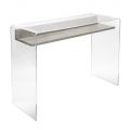 Transparent Plexiglass Desk with Design Wood Shelf - Carducci
