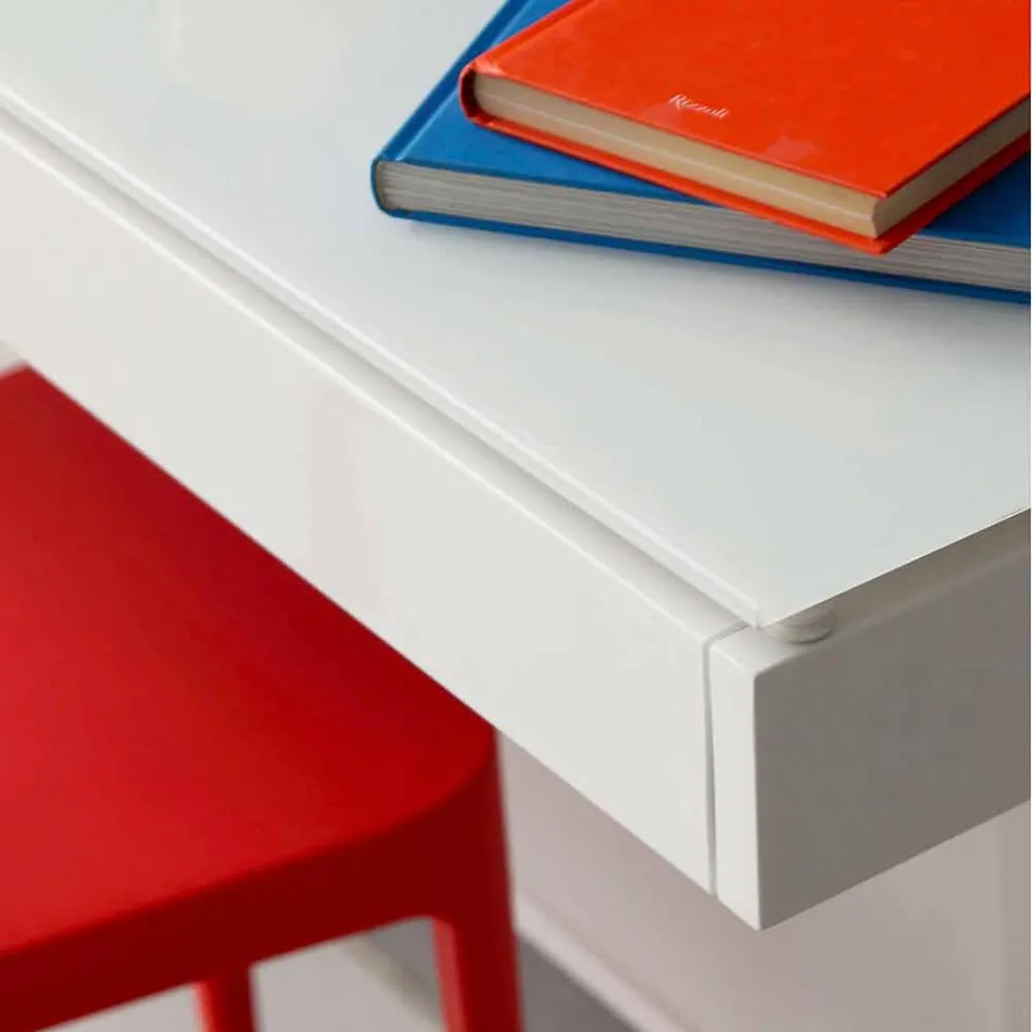 Suspended Desk in Crystal with Metal Structure Made in Italy - Silicon Viadurini