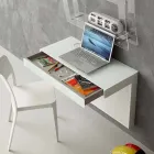 Suspended Desk in Crystal with Metal Structure Made in Italy - Silicon Viadurini