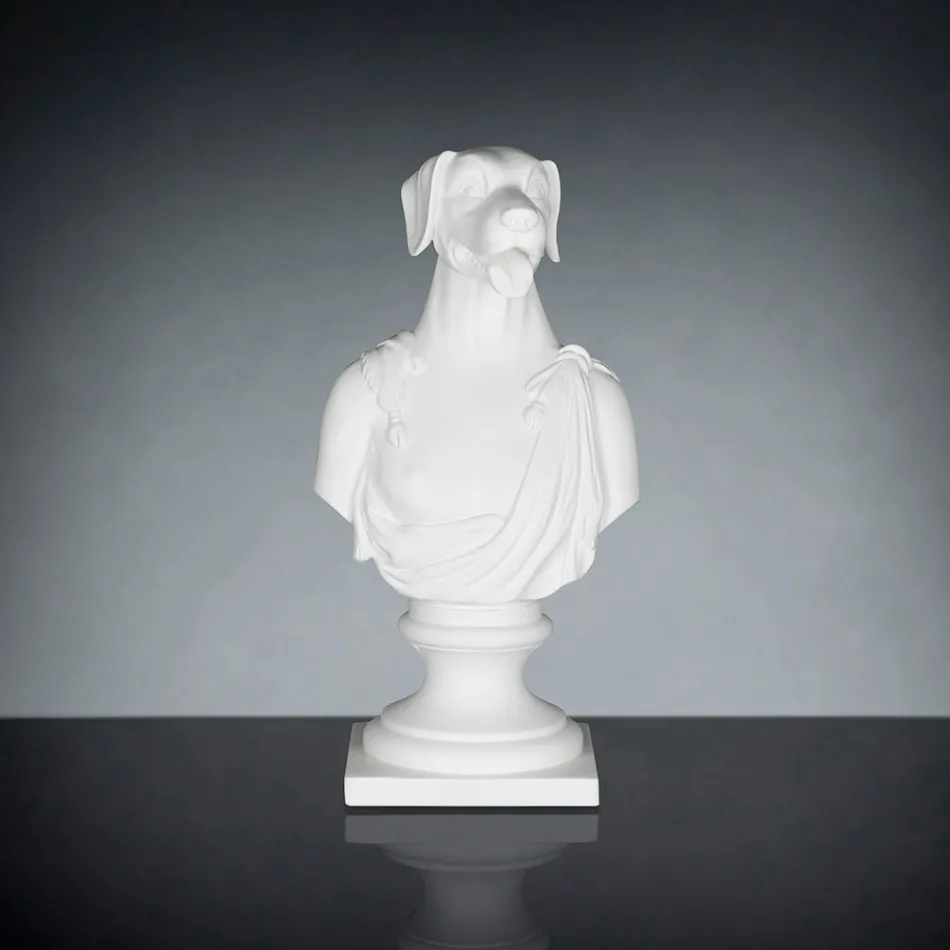 White handcrafted ceramic sculpture 100% Made in Italy Fabas 1 Viadurini