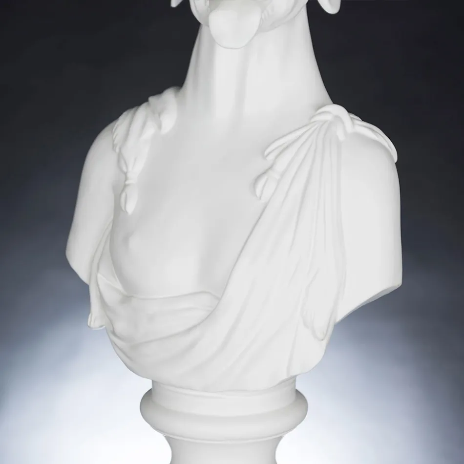 White handcrafted ceramic sculpture 100% Made in Italy Fabas 1 Viadurini