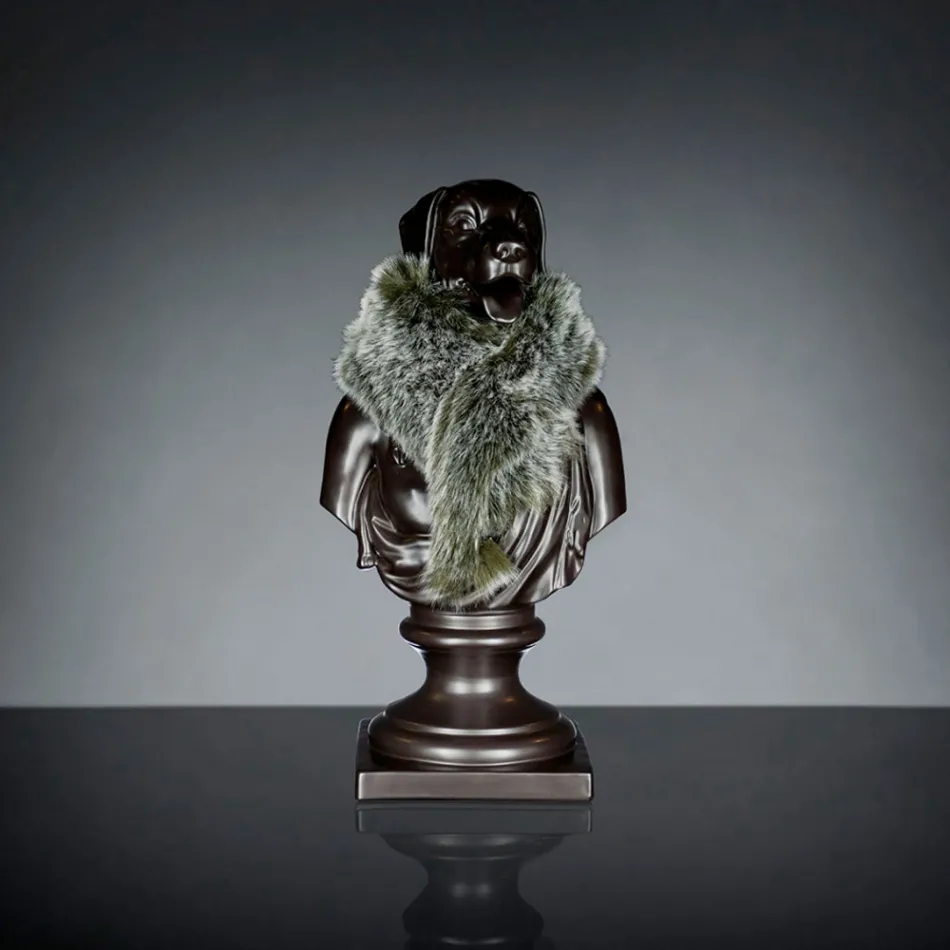 Black artisan ceramic sculpture 100% Made in Italy Fabas 2 Viadurini