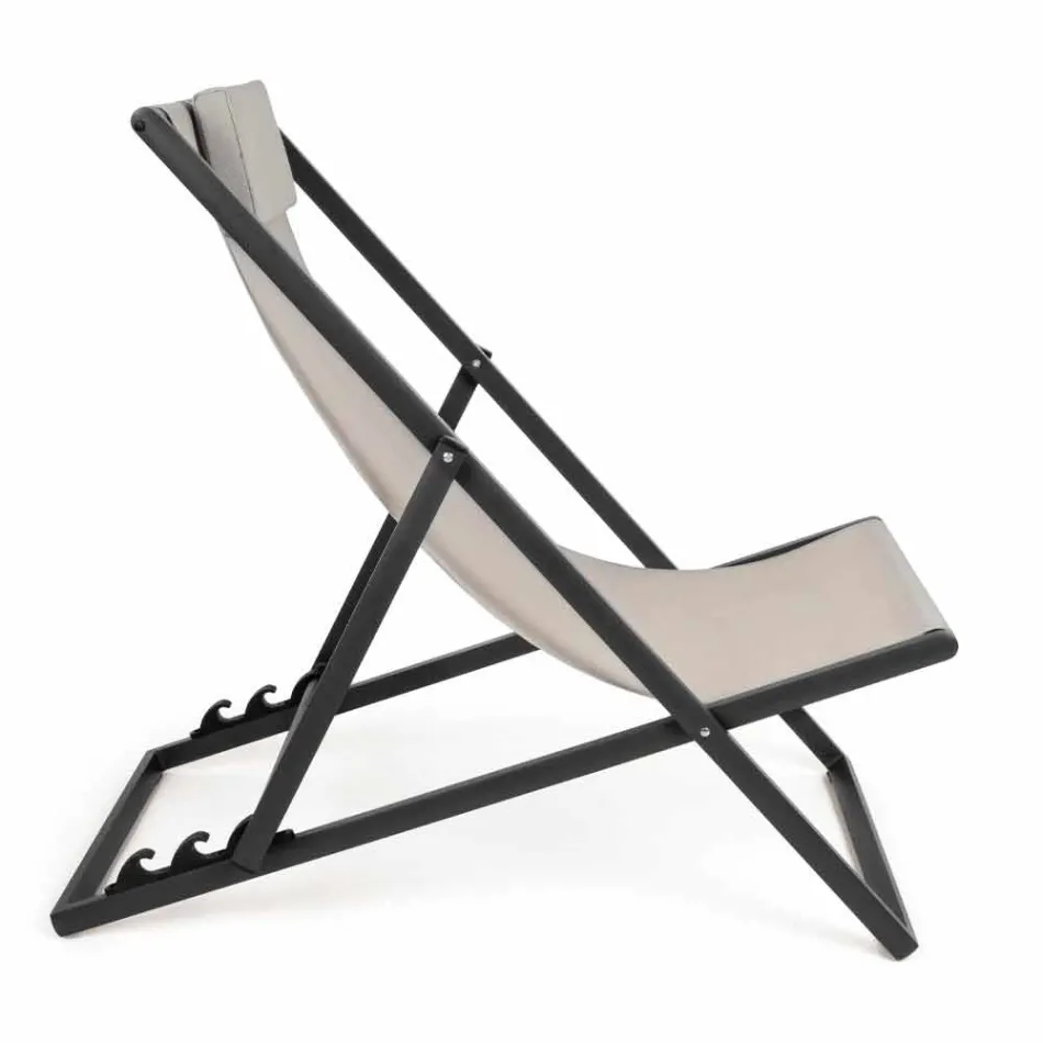Outdoor Deckchair in Aluminum with Seat in Textilene, 4 Pieces - Kailua Viadurini