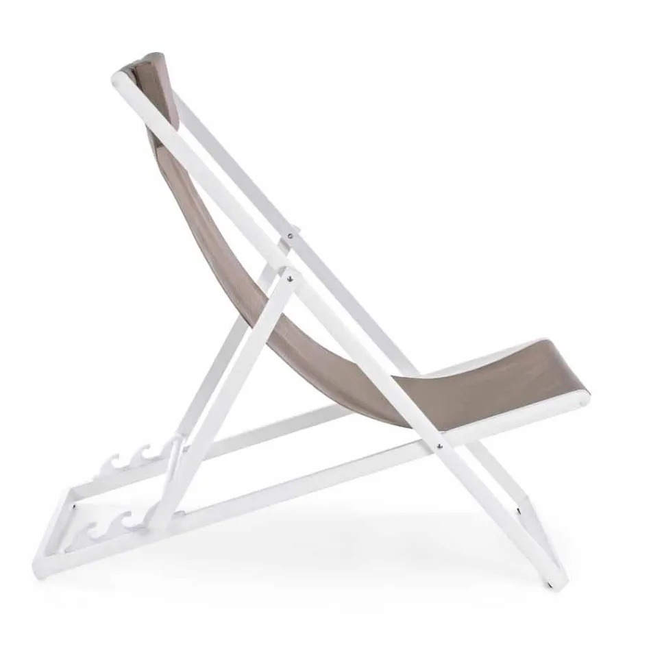 Outdoor Deckchair in Aluminum with Seat in Textilene, 4 Pieces - Kailua Viadurini