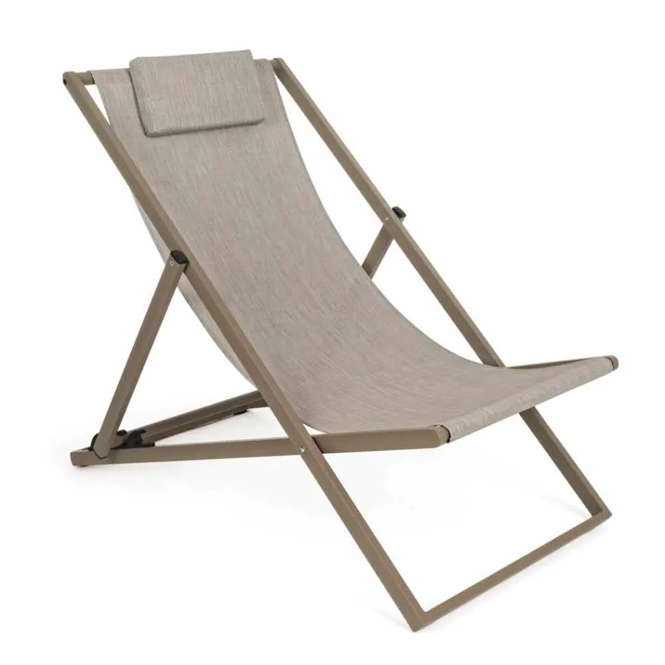 Outdoor Deckchair in Aluminum with Seat in Textilene, 4 Pieces - Kailua Viadurini