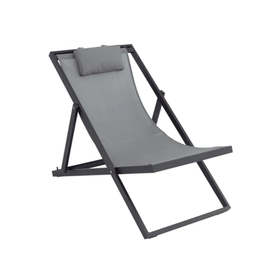 Garden Lounger in Painted Aluminum and Textilene, 2 Pieces - Jhonathan Viadurini