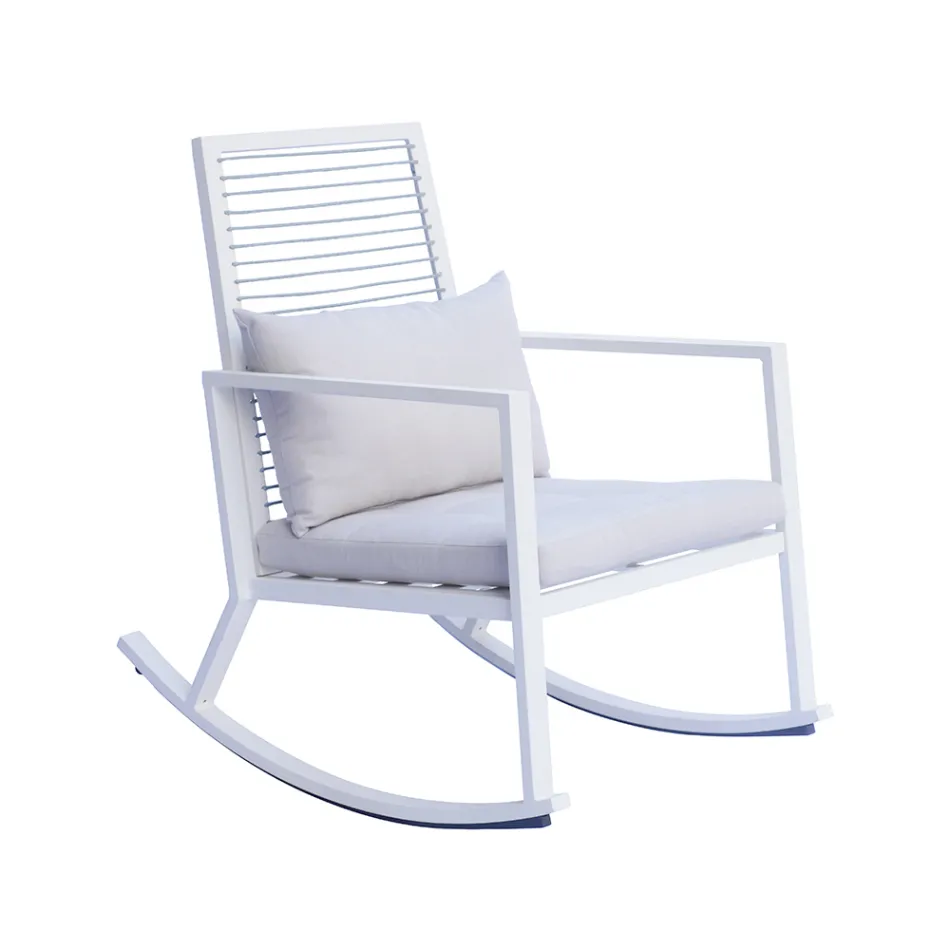 Outdoor Aluminum Rocking Chair with Padded Cushion - Brontolo Viadurini