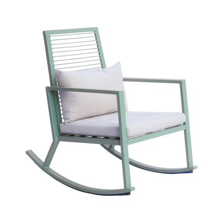 Outdoor Aluminum Rocking Chair with Padded Cushion - Brontolo Viadurini