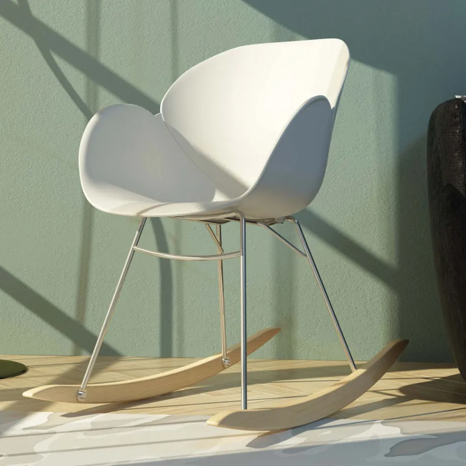 Rocking Chair for Living Room in Metal and Polypropylene, 2 Pieces - Lorena Viadurini