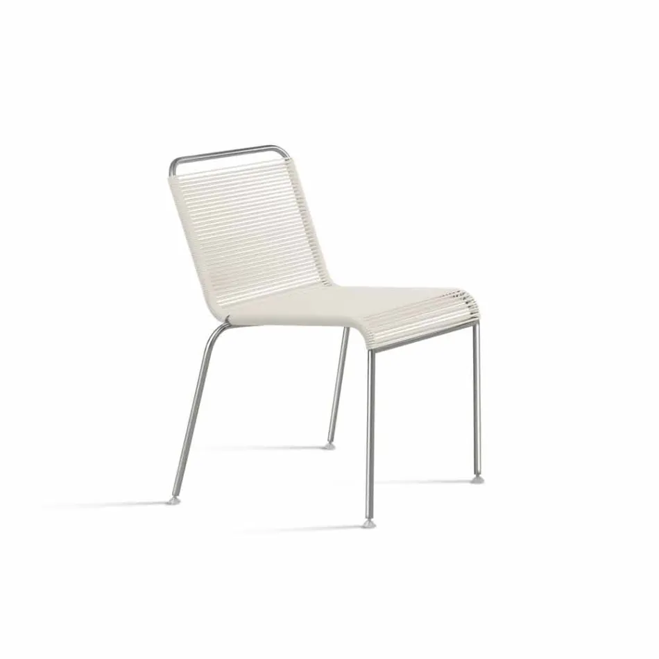 White Design Outdoor Chair in Steel and PVC Made in Italy - Madagascar Viadurini