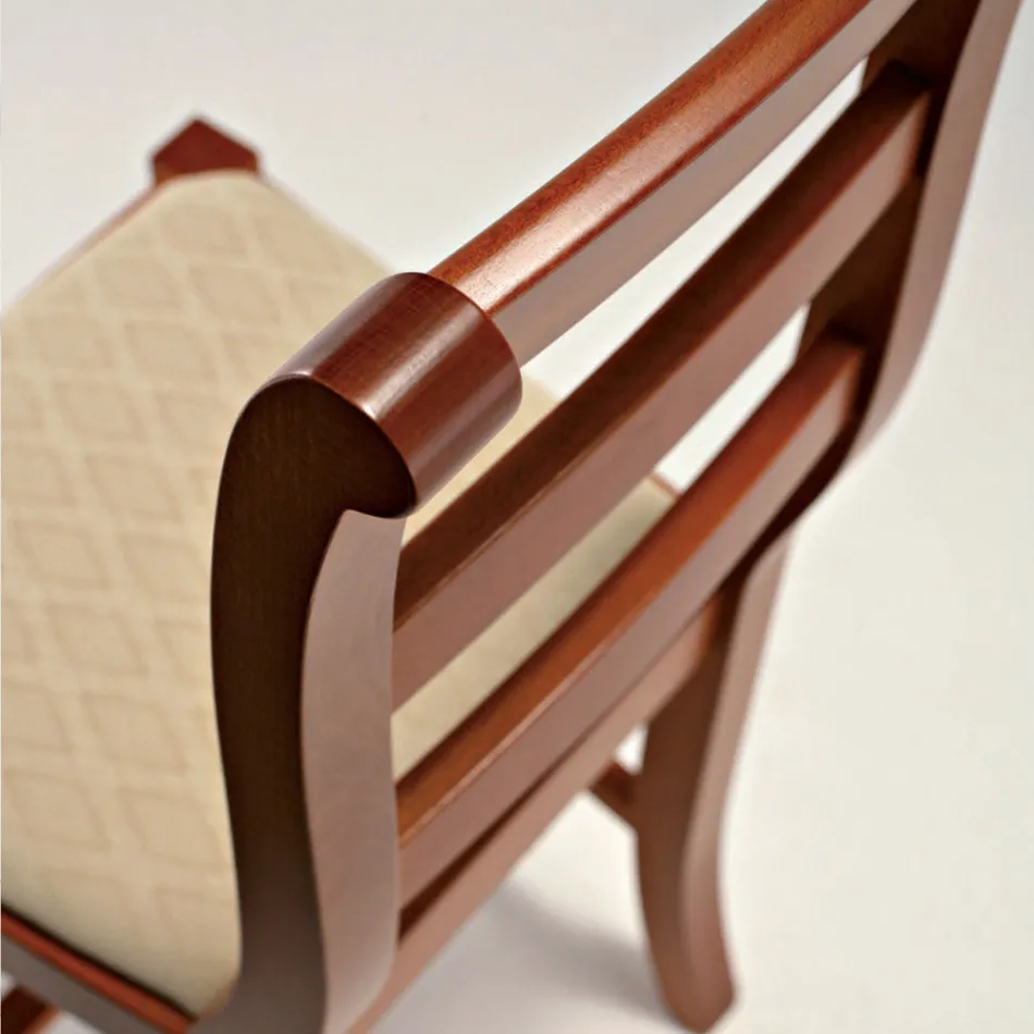 Classic Chair in Wood and Seat in Fabric Design Made in Italy - Baptiste Viadurini