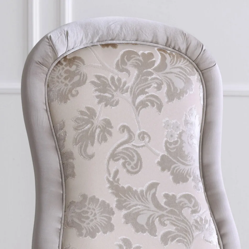 Classic Chair in Walnut Wood and Padded Fabric Made in Italy - Baroque Viadurini