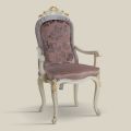 Classic Chair White Wood and Upholstered Fabric Made in Italy - Baroque
