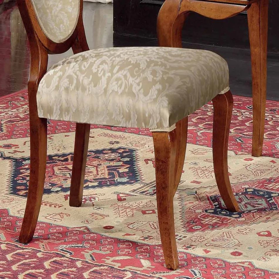 Classic Chair Wood and Fabric With or Without Armrests Made in Italy - Ellie Viadurini