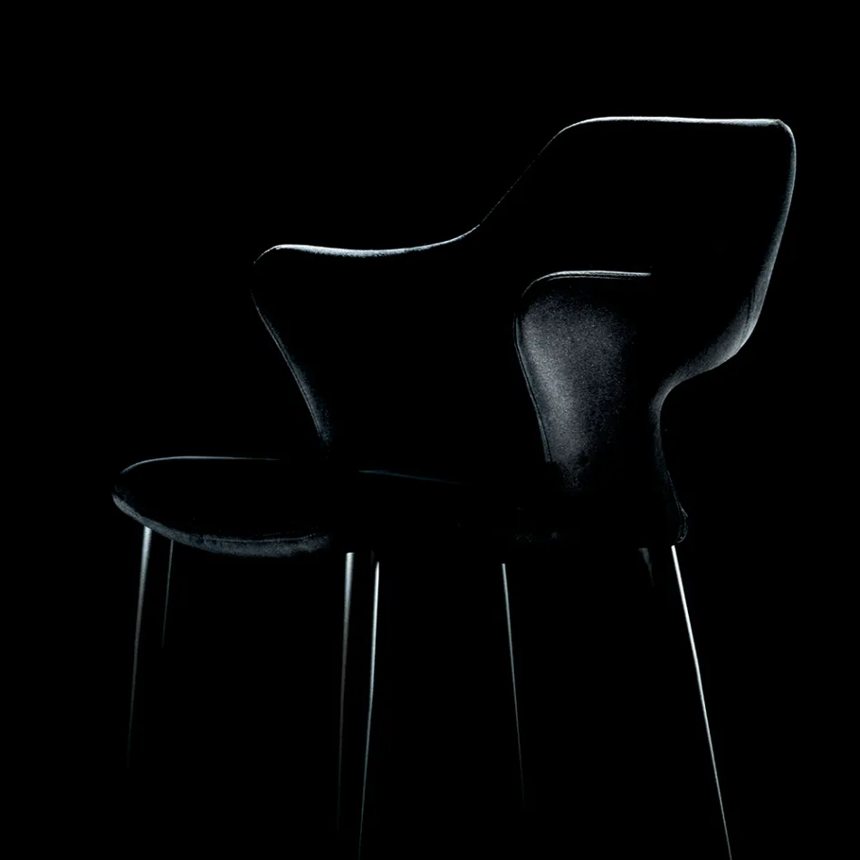 Chair with Armrests Fully Upholstered and Steel Legs - Ravenna Viadurini