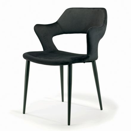 Chair with Armrests Fully Upholstered and Steel Legs - Ravenna Viadurini