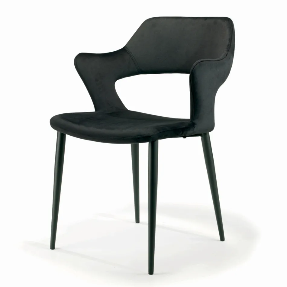 Chair with Armrests Fully Upholstered and Steel Legs - Ravenna Viadurini