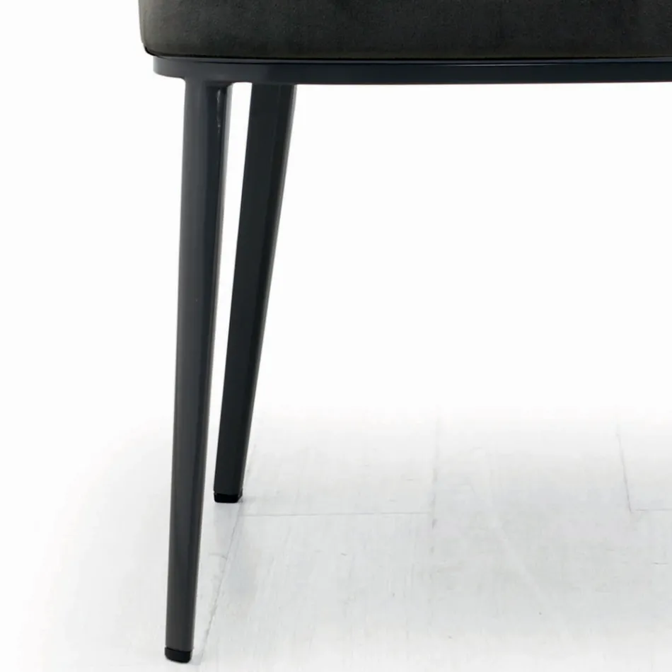 Chair with Armrests with Upholstered Seat and Steel Legs Made in Italy - Ascoli Viadurini